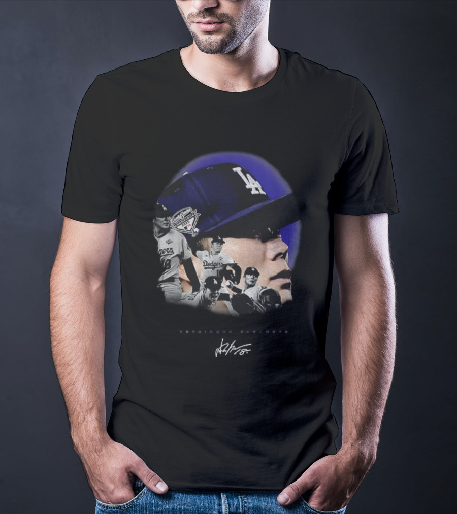 Dodgers MVP Yamamoto Vintage Baseball Icon LA Cap T-Shirt