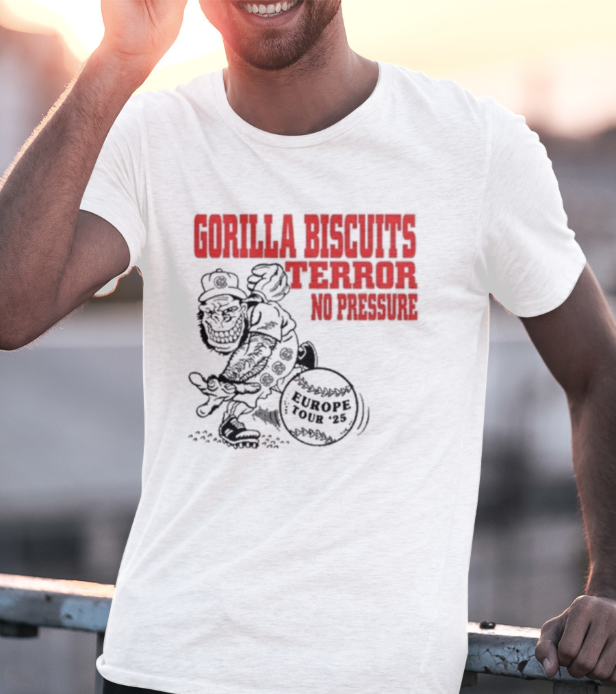 Gorilla Biscuits Terror No Pressure European Tour Promo 2025 T-Shirt