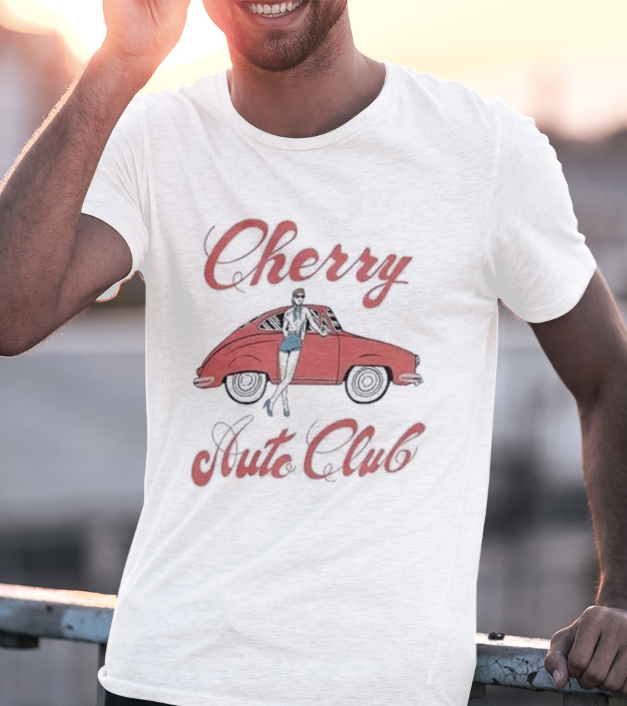 Cherry Auto Club Vintage Style Morgan Classic Car Retro Pin-Up T-Shirt
