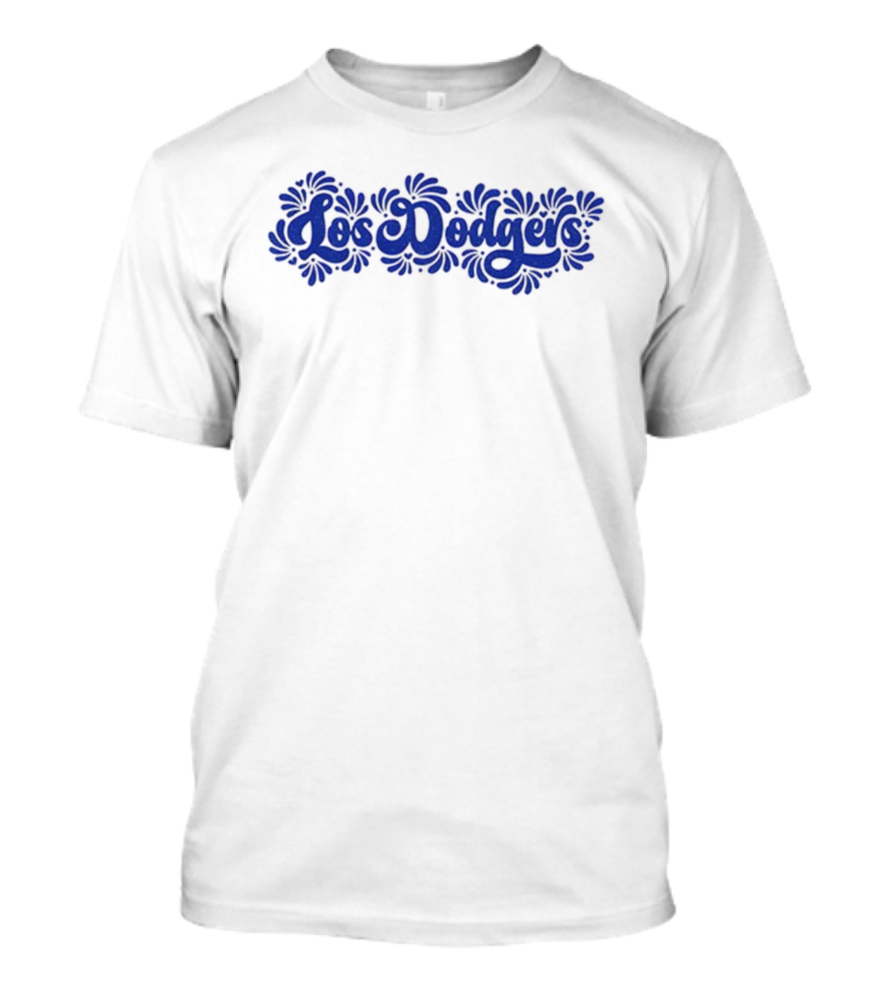 Mexican Talavera Inspired Los Angeles Dodgers Floral Text T-Shirt