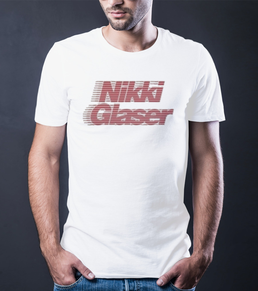 Nikki Glaser Motion Striped Red Text T-Shirt