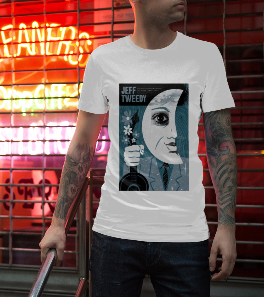 Jeff Tweedy Nov 8 2025 Liberty Hall Lawrence KS Moon Eye Flowers Guitar Art T-Shirt