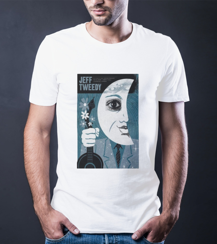 Jeff Tweedy Nov 8 2025 Liberty Hall Lawrence KS Moon Eye Flowers Guitar Art T-Shirt