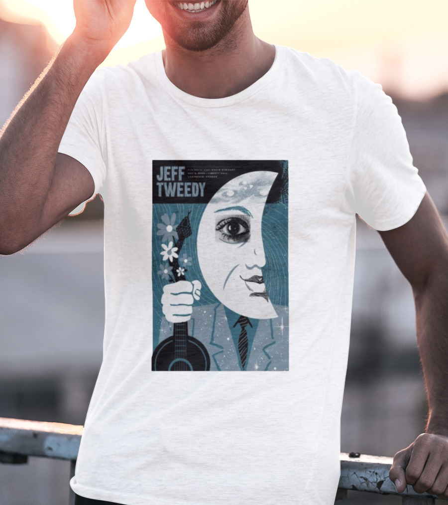 Jeff Tweedy Nov 8 2025 Liberty Hall Lawrence KS Moon Eye Flowers Guitar Art T-Shirt