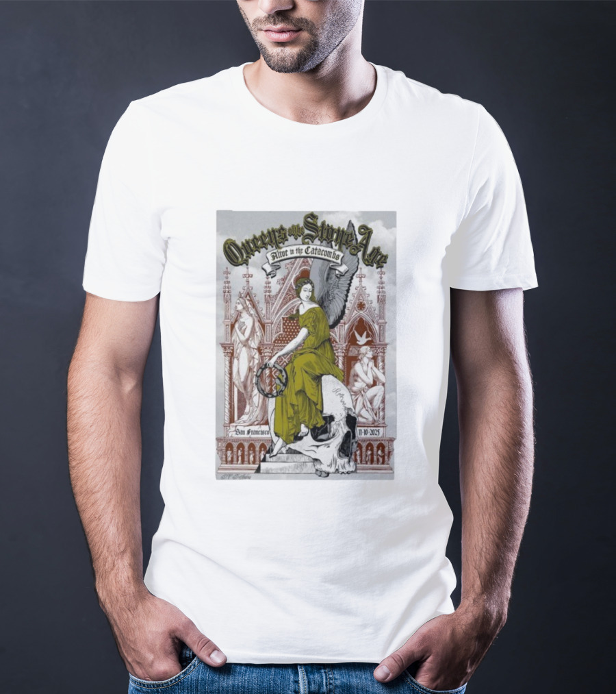 Queens Of The Stone Age Alive In The Catacombs San Francisco Nov 10 2025 Skull T-Shirt