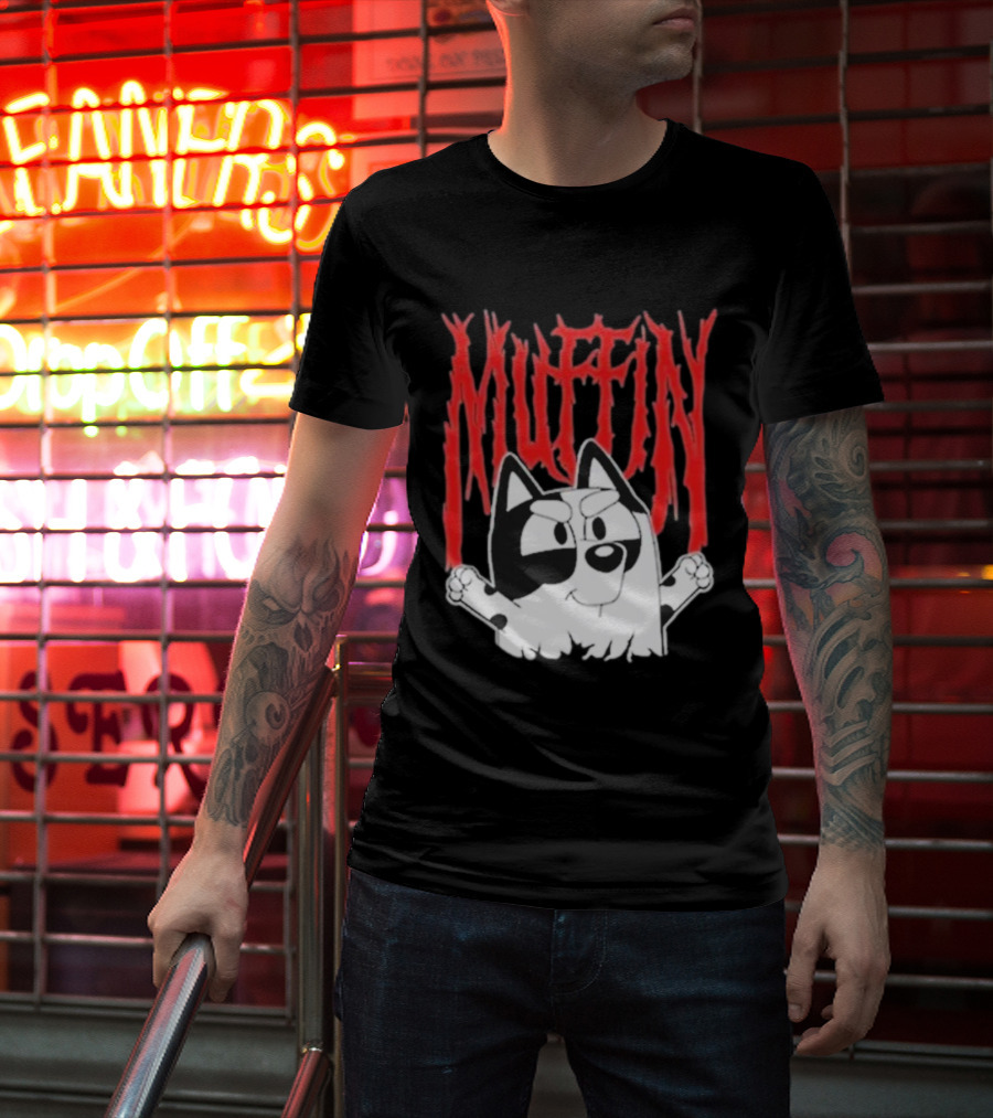 Bluey Muffin Metal Band Style T-Shirt