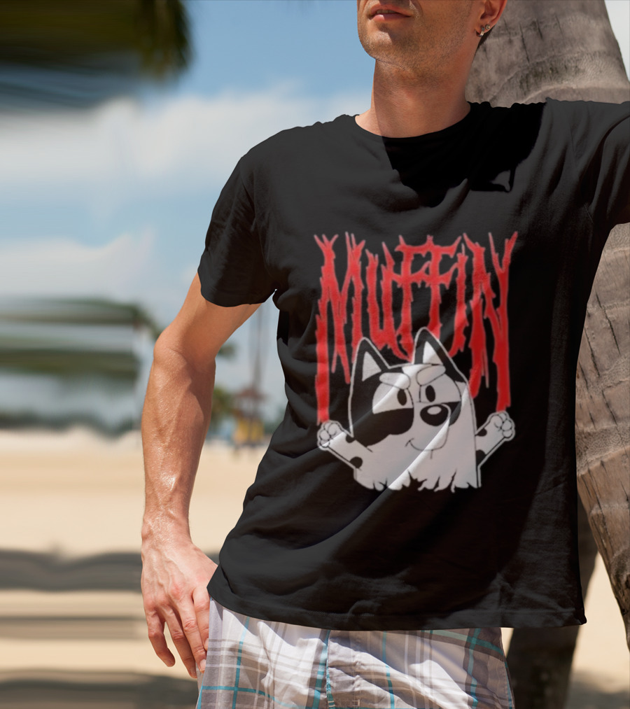 Bluey Muffin Metal Band Style T-Shirt