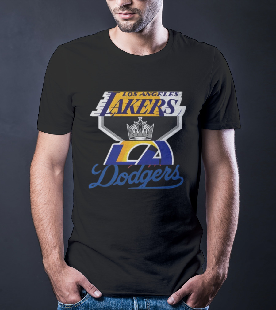 Los Angeles Dodgers Kings Lakers Sports Fan Logo Mashup T-Shirt