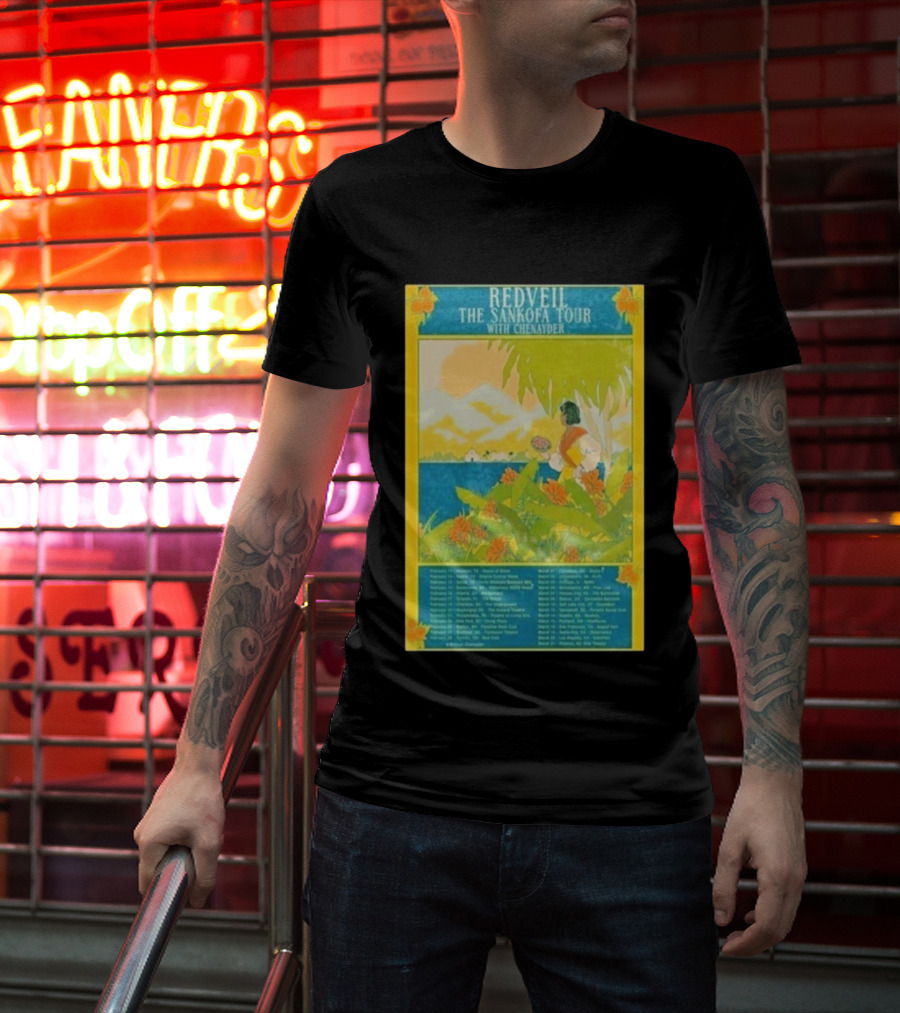 Redveil The Sankofa Tour With Chenayder 2026 Dates And Locations Art Nouveau Style Coastline Scene T-Shirt