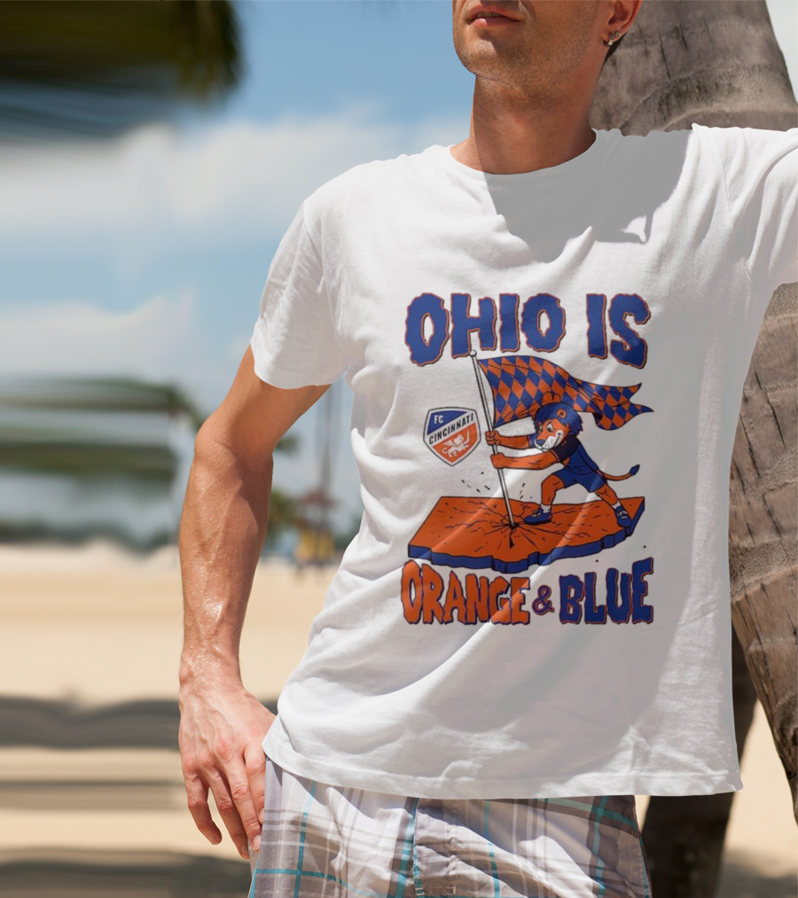 Ohio Is Orange And Blue FC Cincinnati Mascot Flag T-Shirt