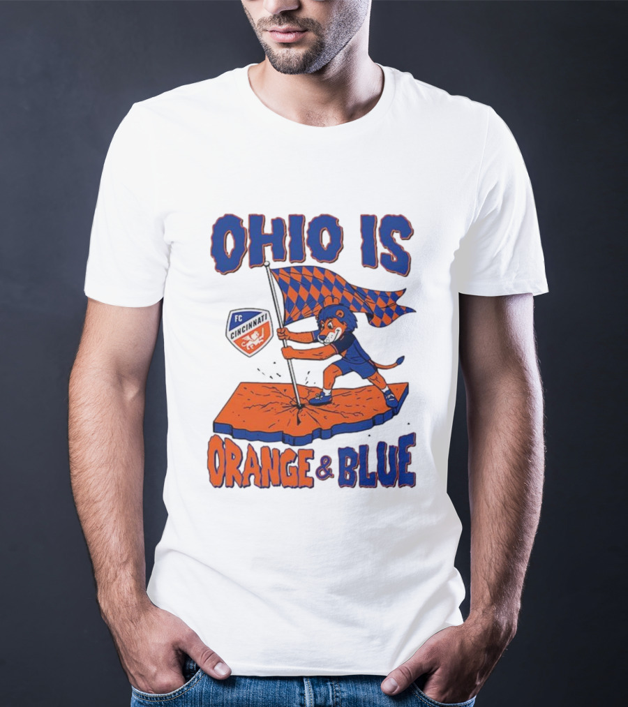 Ohio Is Orange And Blue FC Cincinnati Mascot Flag T-Shirt