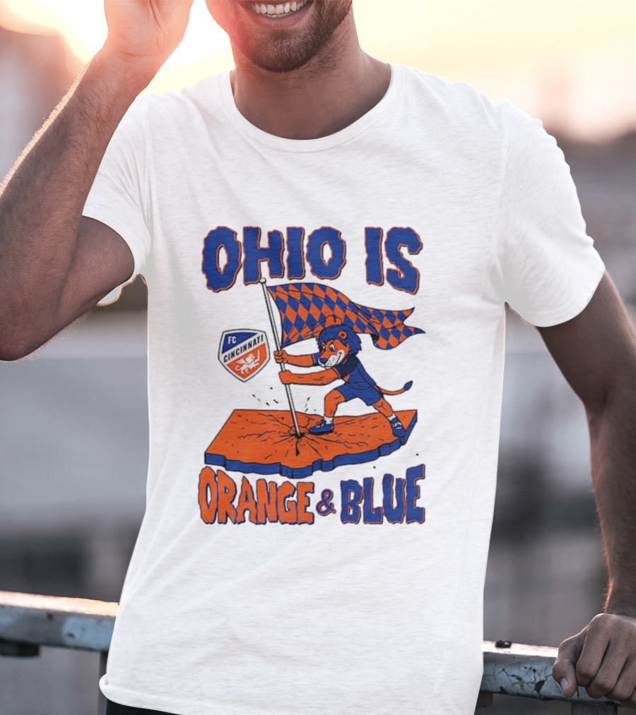 Ohio Is Orange And Blue FC Cincinnati Mascot Flag T-Shirt
