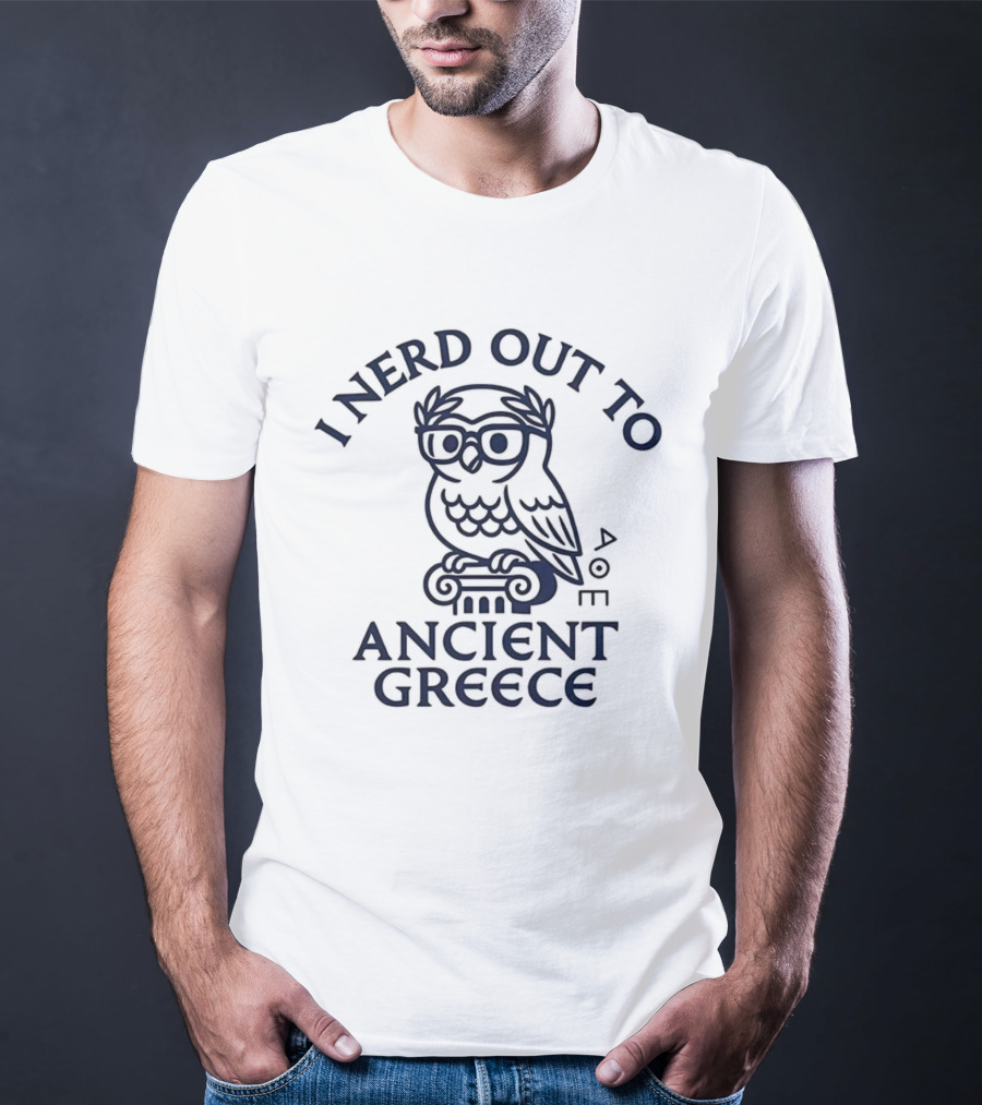 I Nerd Out To Ancient Greece Owl Illustration T-Shirt