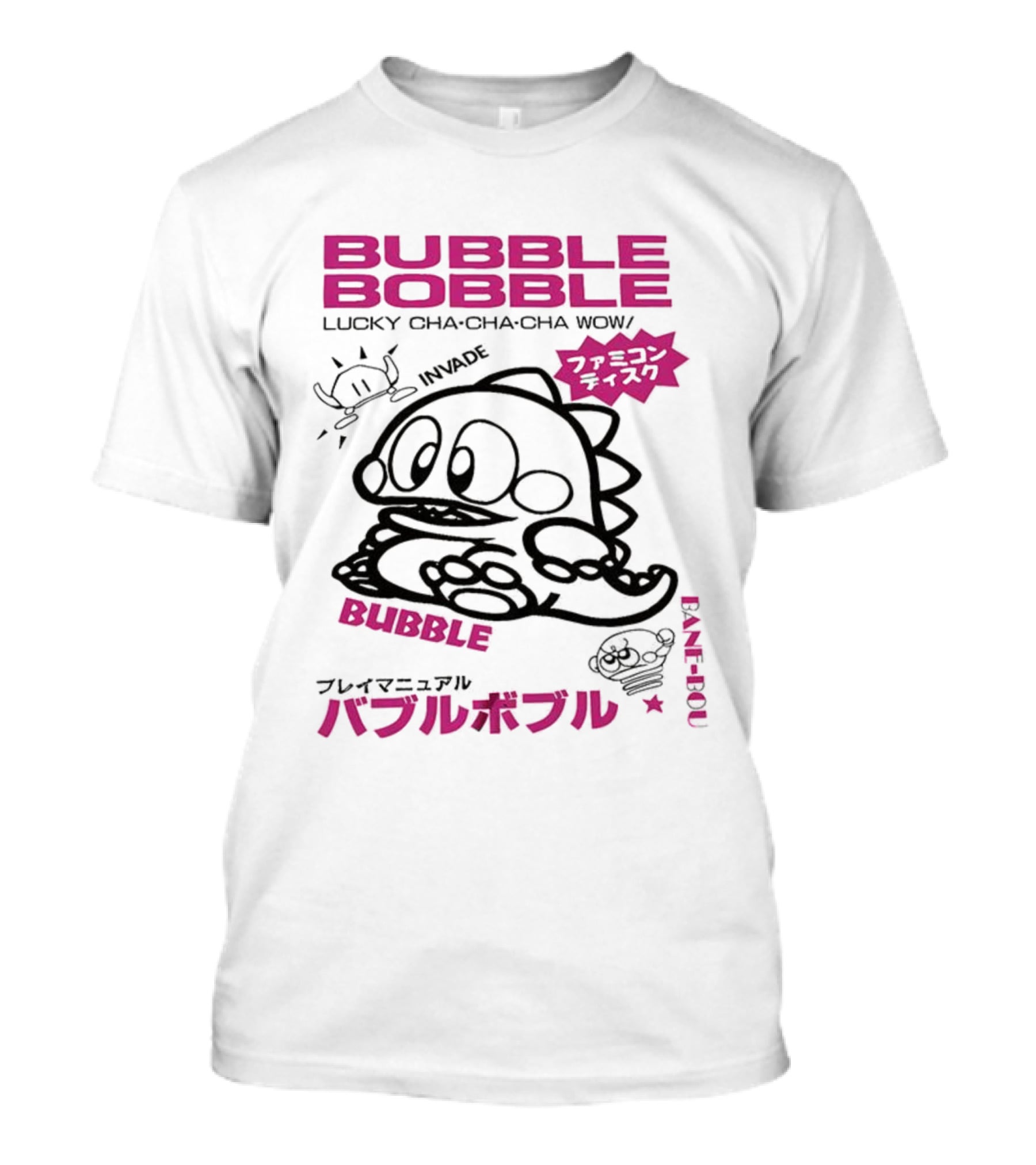 Bubble Bobble Japanese Lucky Cha Cha Cha Wow 80s Invade Vintage T-Shirt