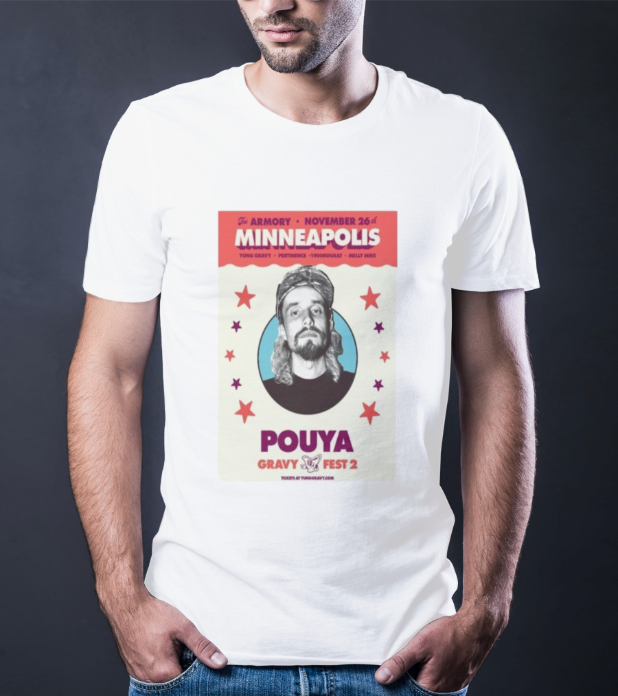 Pouya Gravy Fest 2 Minneapolis The Armory November 26 Featuring Yung Gravy 1900rugrat Melly Mike T-Shirt