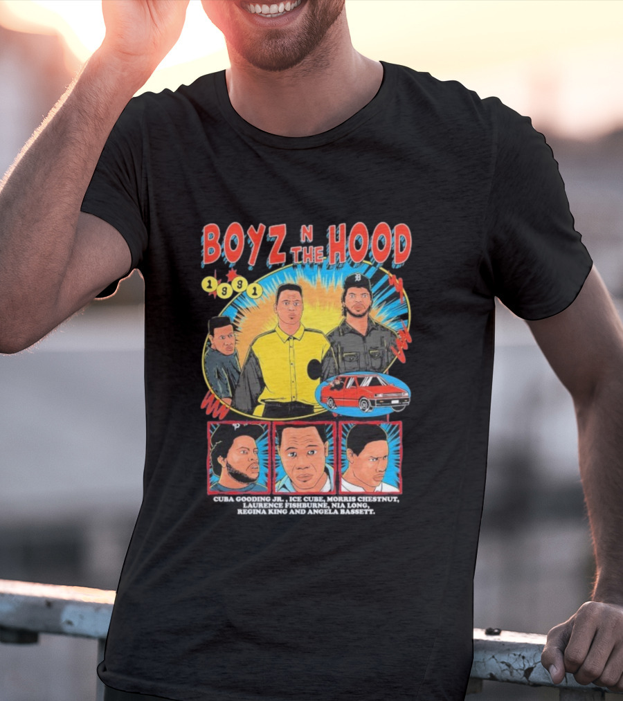 Boyz N The Hood 1991 Cuba Gooding Jr Ice Cube Morris Chestnut Laurence Fishburne Nia Long Regina King Angela Bassett T-Shirt