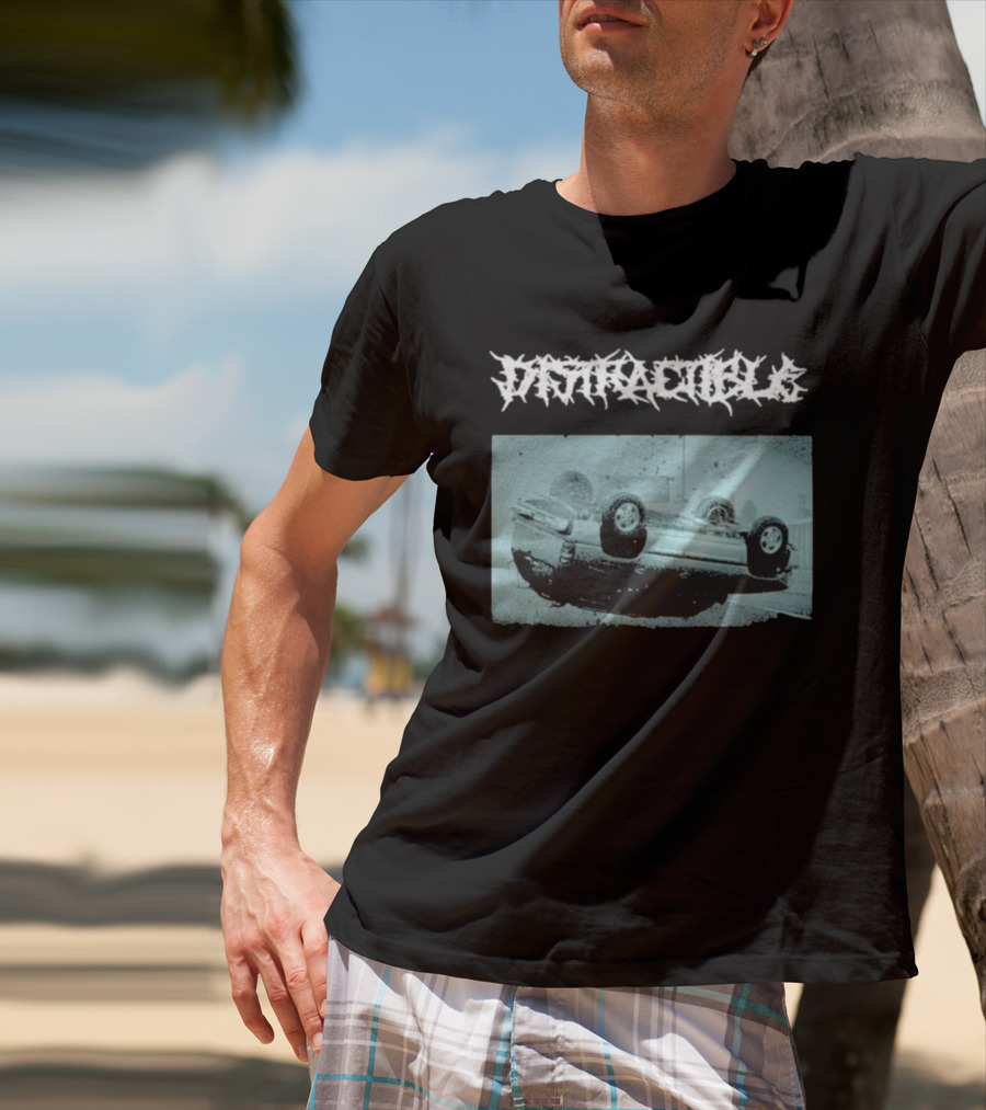 Distractible Crash Metal Car Upside Down Vehicle T-Shirt