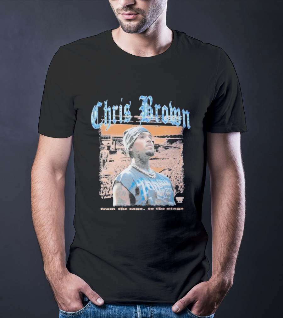 Chris Brown From The Cage To Stage Breezy Bowl XX Rhinestone Concert Performance T-Shirt