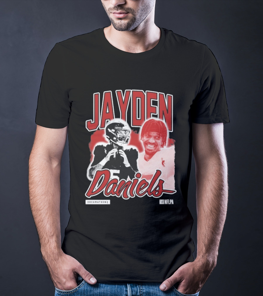 Jayden Daniels Dreamathon NFLPA Football Collaboration T-Shirt