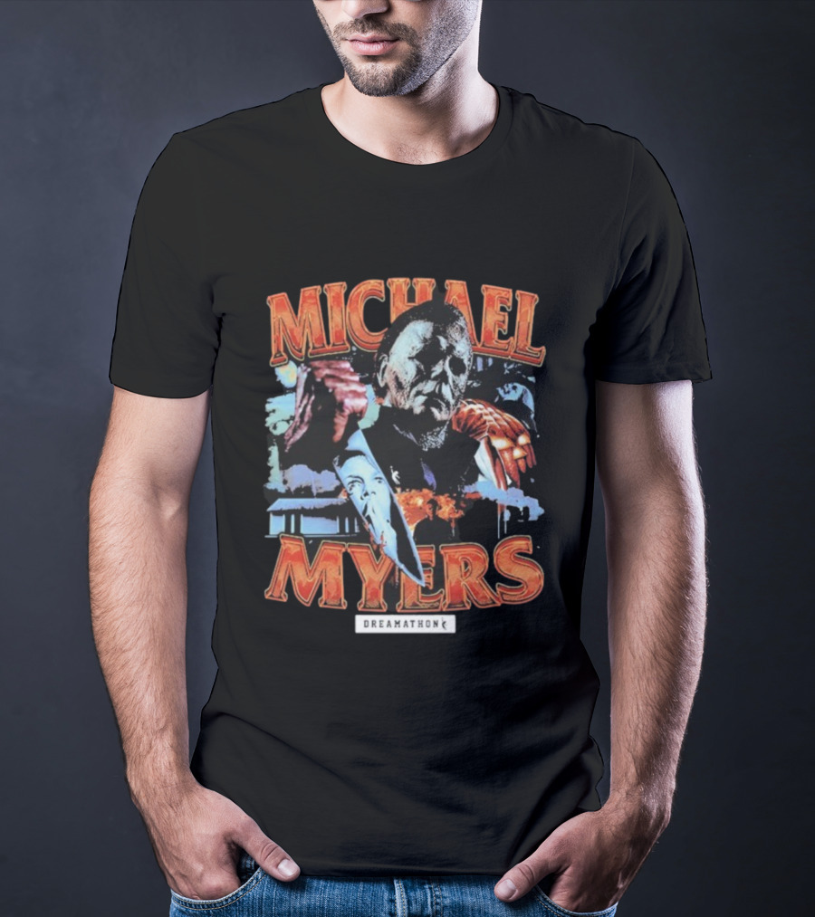 Michael Myers Dreamathon Horror Collage Vintage Style T-Shirt