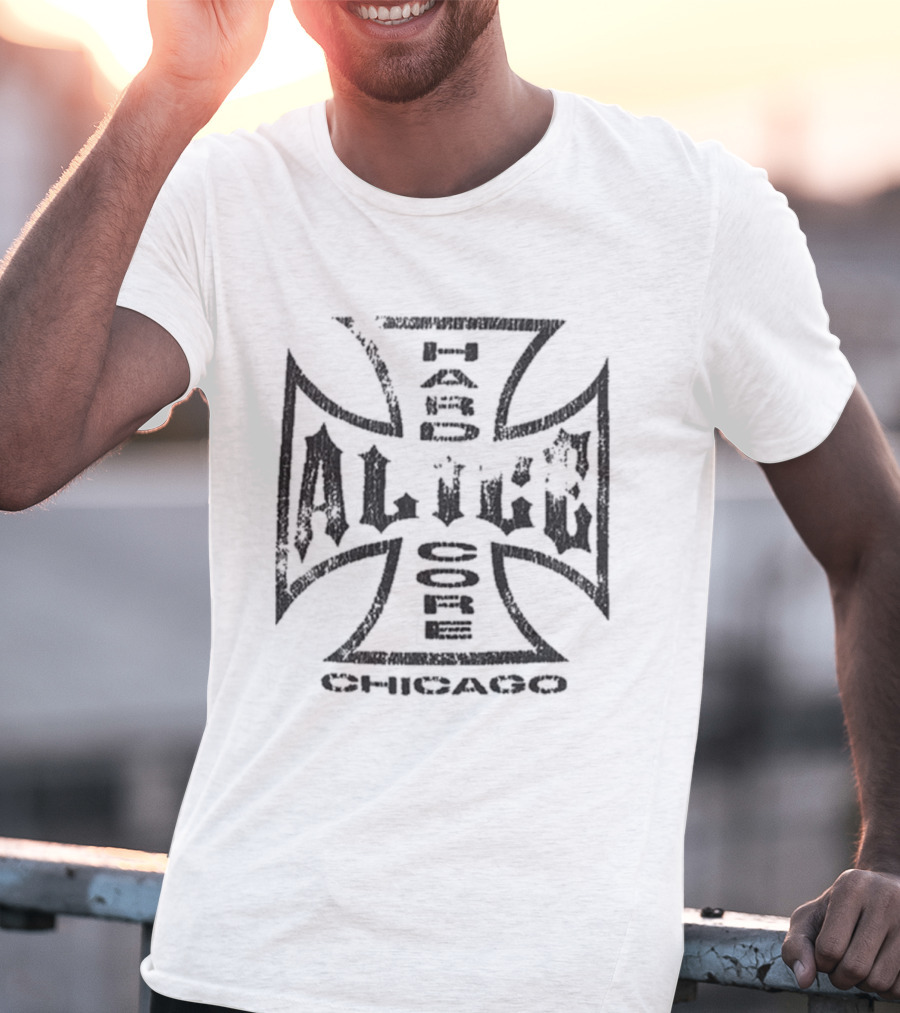 Alice Hardcore Moto Couture Chicago Cross Design T-Shirt
