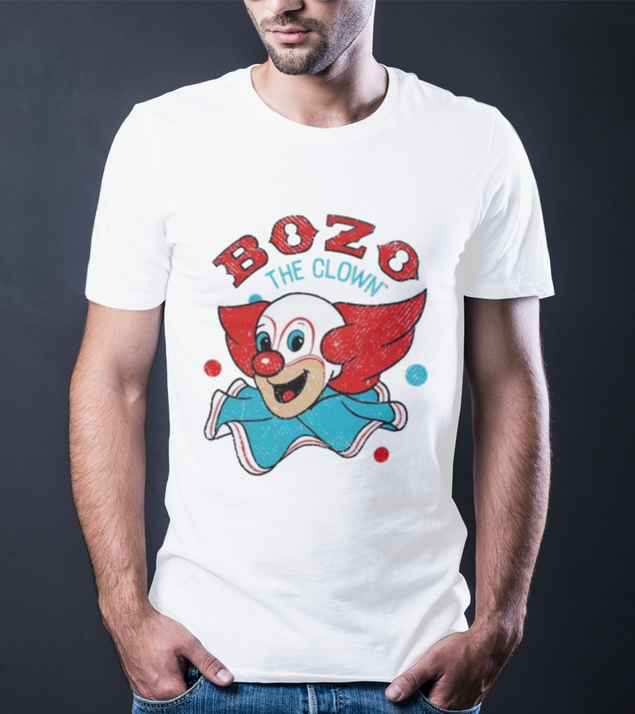 Bozo The Clown Vintage Cartoon Red Blue Fun Design T-Shirt