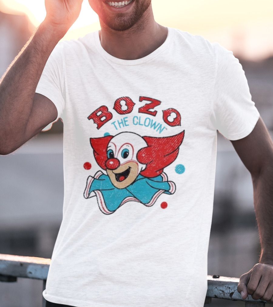 Bozo The Clown Vintage Cartoon Red Blue Fun Design T-Shirt