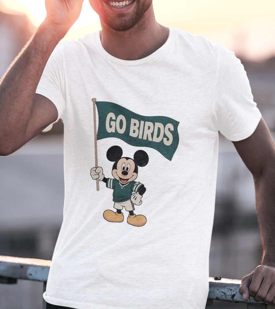 Mickey Mouse Go Birds Philadelphia Eagles NFL Football 2025 Flag T-Shirt