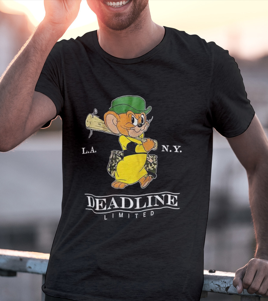Jerry Deadline Limited Character Baseball Wood Bat Iconic Sports Style T-Shirt