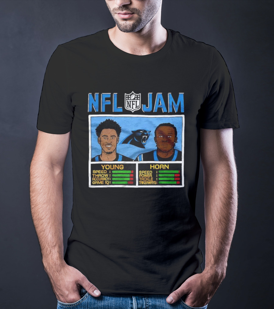 Bryce Young Jaycee Horn Carolina Panthers NFL Jam Classic Video Game Style T-Shirt