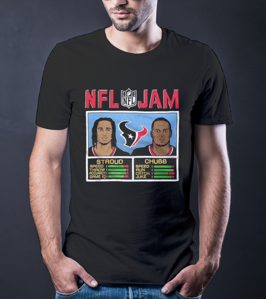 Houston Texans NFL Jam CJ Stroud Nick Chubb Classic Video Game Style T-Shirt