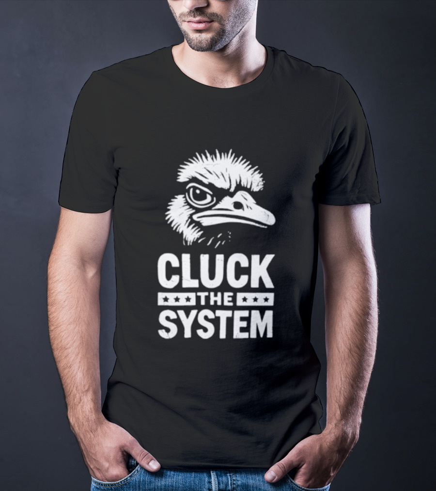 Bold Eagle Head Cluck The System Protest T-Shirt