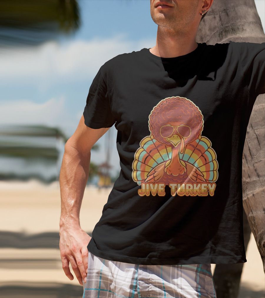 Jive Turkey Retro Thanksgiving Afro Sunglasses T-Shirt