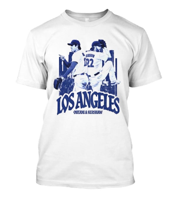 Los Angeles Dodgers Shohei Ohtani Clayton Kershaw City Skyline MLB Baseball Vintage T-Shirt