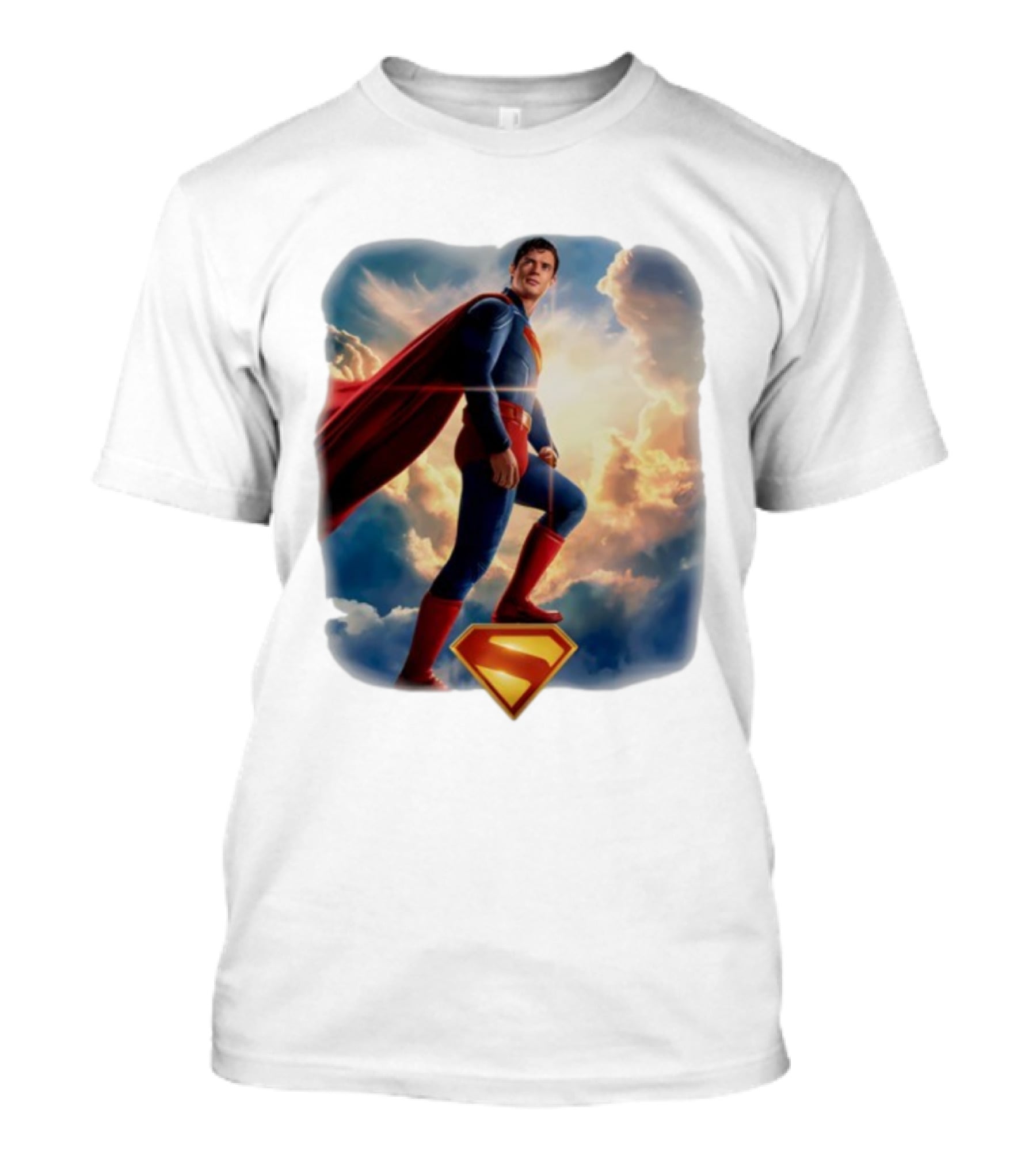 Superman 2025 Faded Standing Iconic Cape And Emblem T-Shirt
