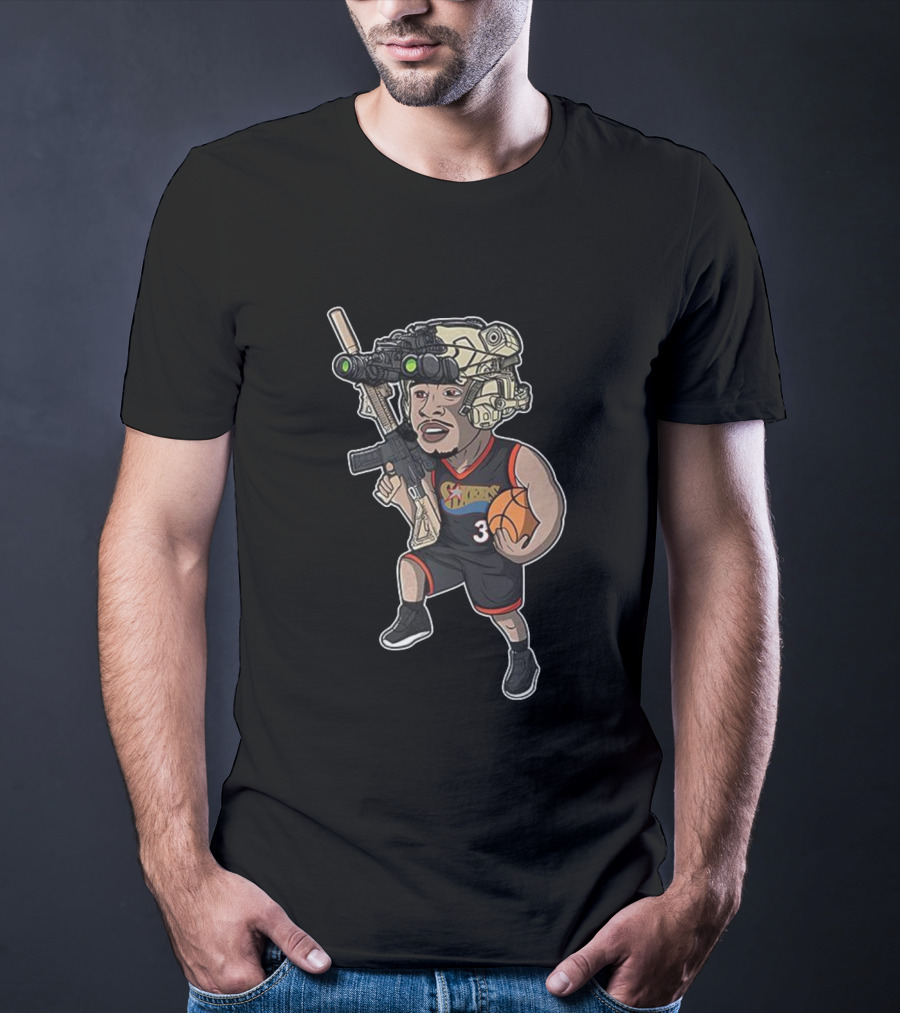 Allen Iverson Philadelphia 76ers Soldier Cartoon Basketball Jersey 3 T-Shirt