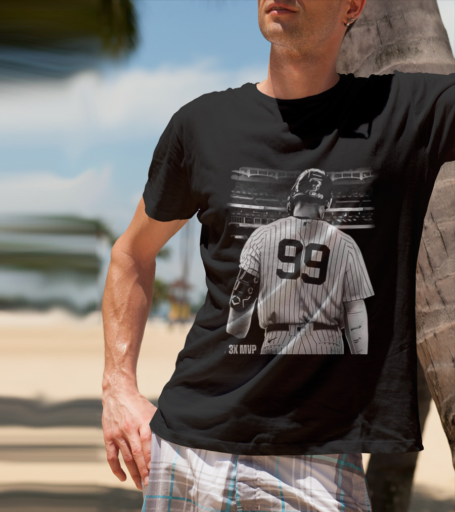 New York Yankees Aaron Judge 99 Baseball Player Back View Behind 3X MVP T-Shirt