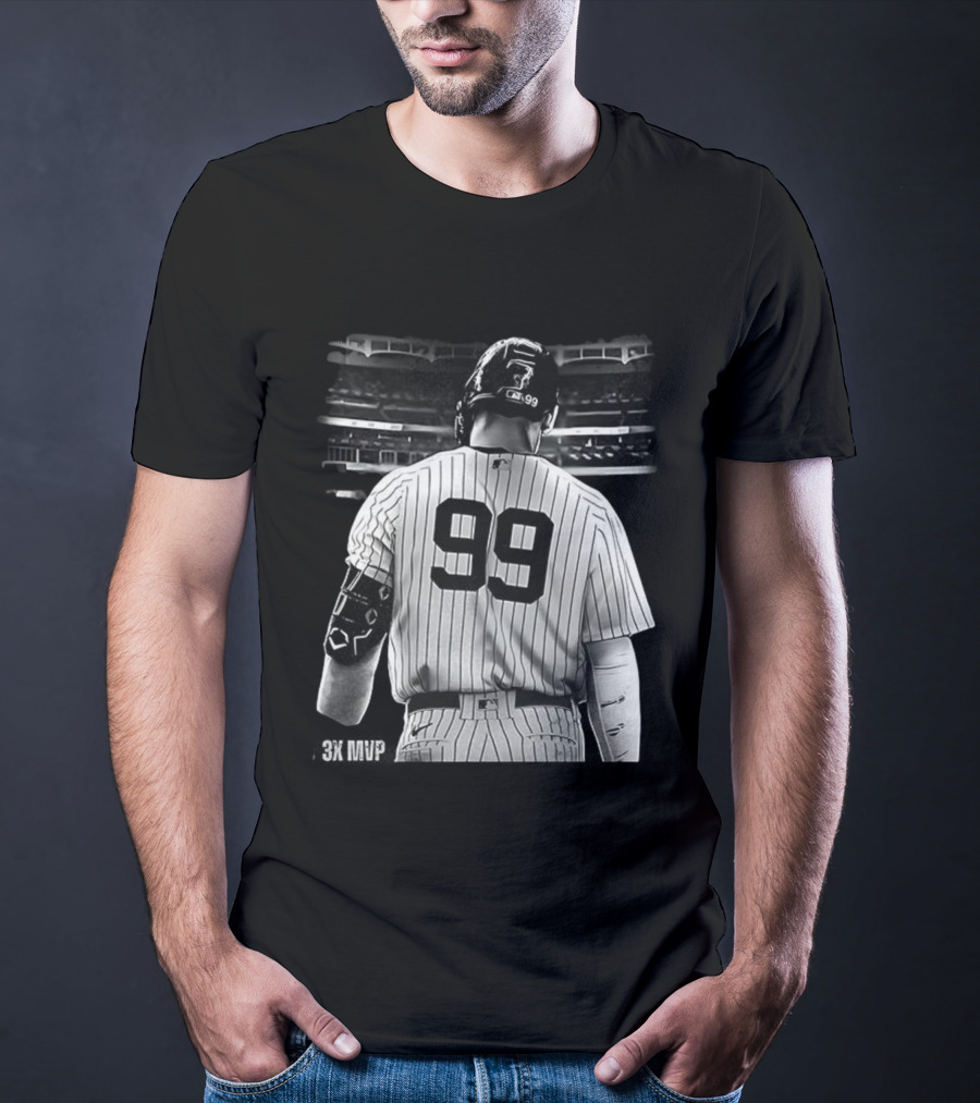 New York Yankees Aaron Judge 99 Baseball Player Back View Behind 3X MVP T-Shirt