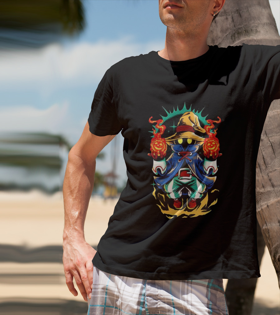 Black Mage Final Fantasy Pumpkin Fireball Halloween Magic T-Shirt