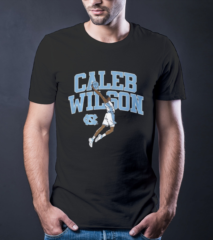 Caleb Wilson North Carolina Tar Heels Basketball Action Pose T-Shirt