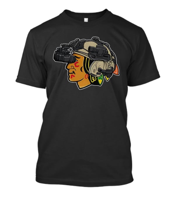 Chicago Blackhawks Soldier Helmet Hockey Icon T-Shirt