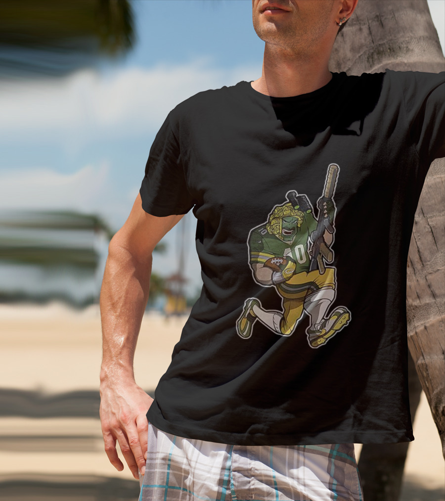 Jordan Love Green Bay Packers Football Soldier Armed Kneeling Illustration T-Shirt