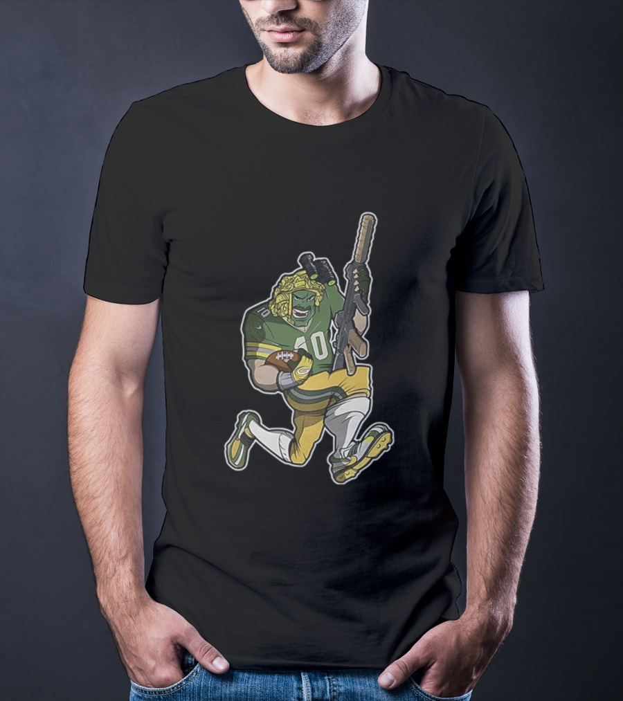 Jordan Love Green Bay Packers Football Soldier Armed Kneeling Illustration T-Shirt