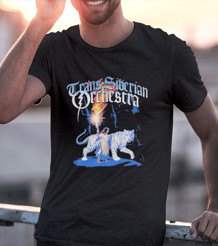 Trans-Siberian Orchestra Fire Torch With Child And White Tiger T-Shirt