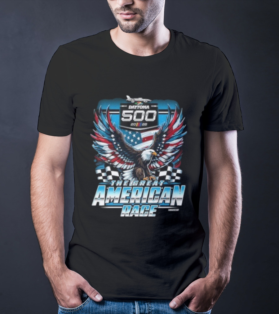 Daytona 500 2026 The Great American Race Eagle Checkered Flag Sports NASCAR T-Shirt