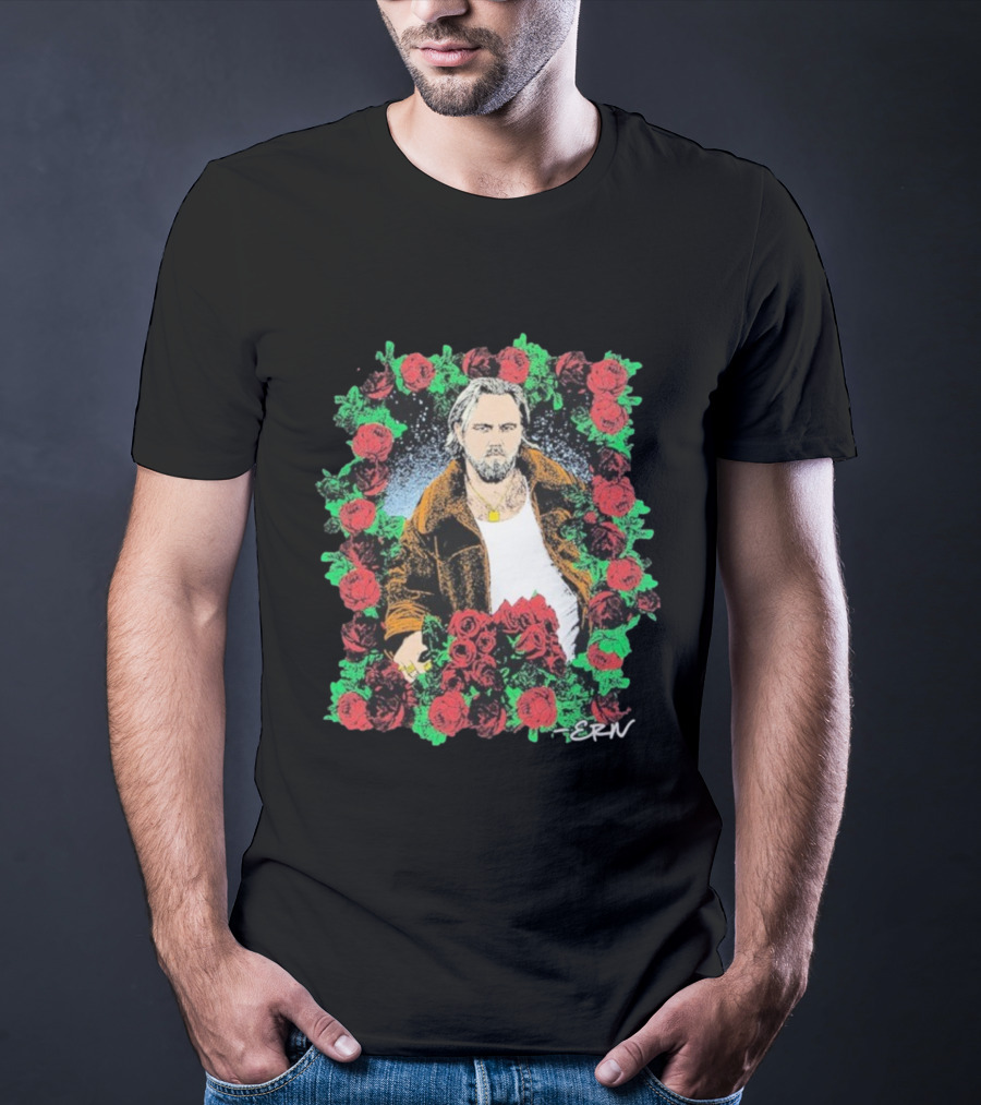 Ernest Photo Flowers Illustration Roses Portrait With ERN Signature T-Shirt