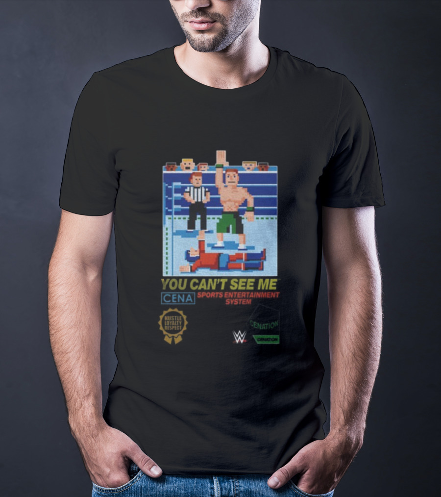 John Cena 8-Bit You Can't See Me Wrestling Retro T-Shirt