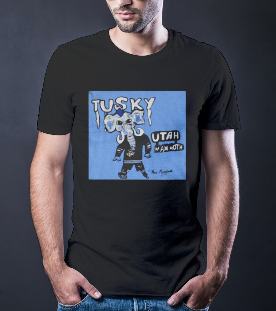 Tusky Utah Mammoth NHL Hockey Mascot 2025 Blue T-Shirt