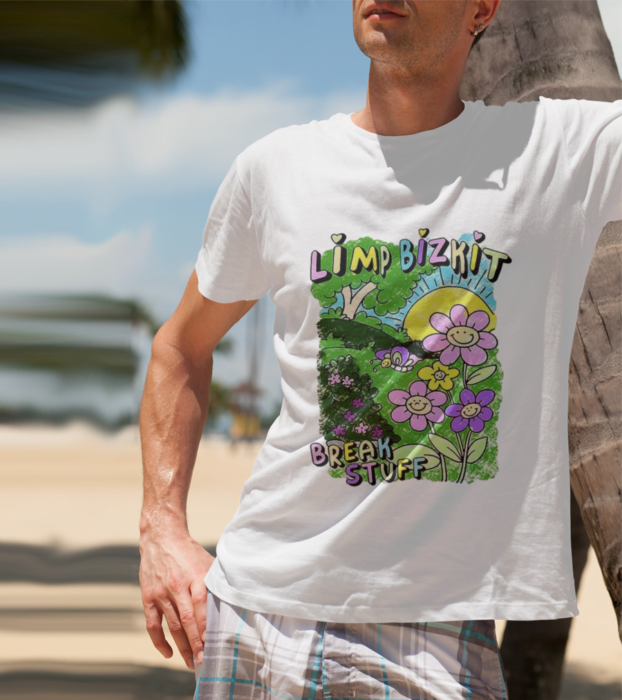 Limp Bizkit Break Stuff Flower Sun Tree Hand Drawn Paintings T-Shirt