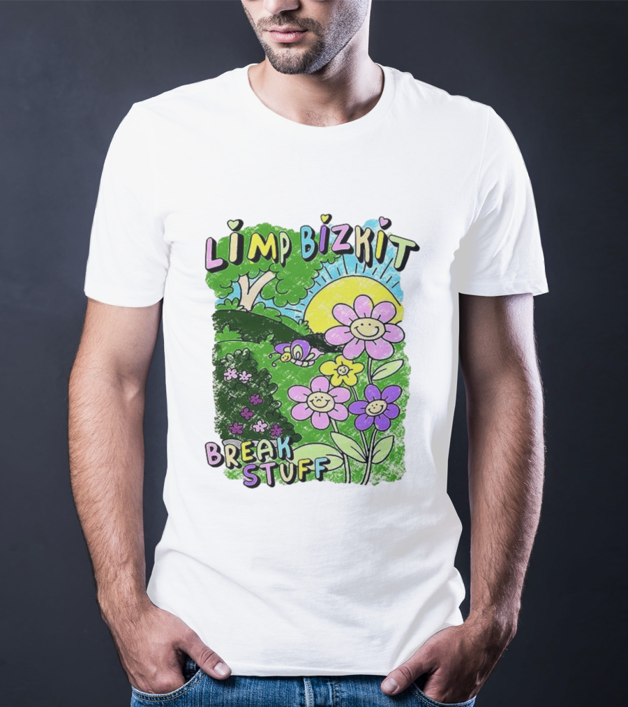 Limp Bizkit Break Stuff Flower Sun Tree Hand Drawn Paintings T-Shirt